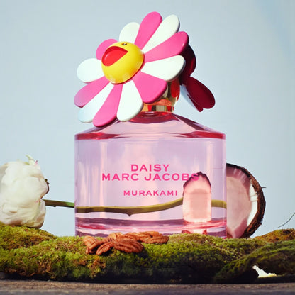 Marc Jacobs Daisy Murakami Pink perfume styled in a soft pastel setting