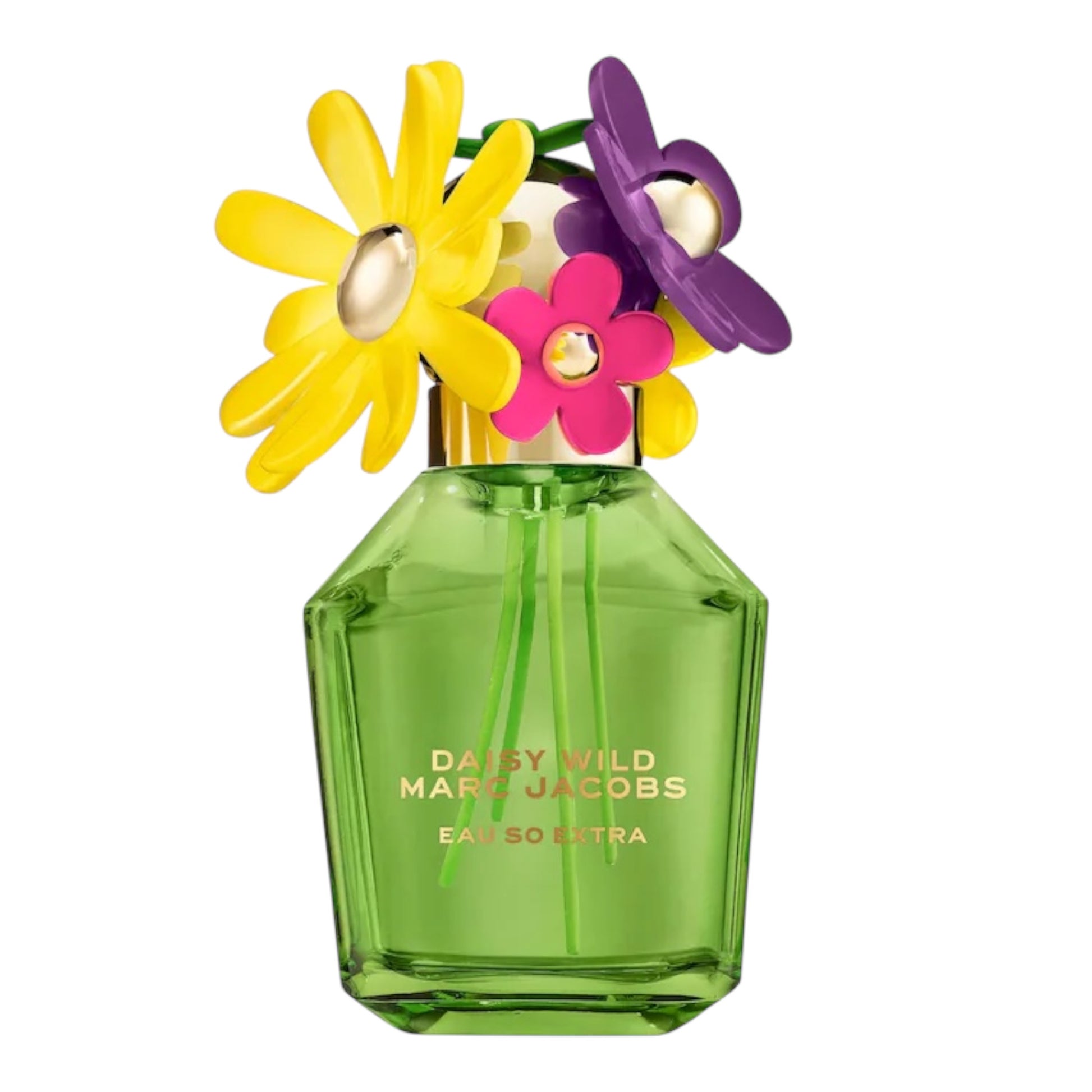 Marc Jacobs Daisy Wild Eau So Extra perfume bottle on white background