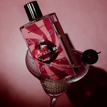 Michela Mezzetti Crush Me perfume styled in a romantic moody setting