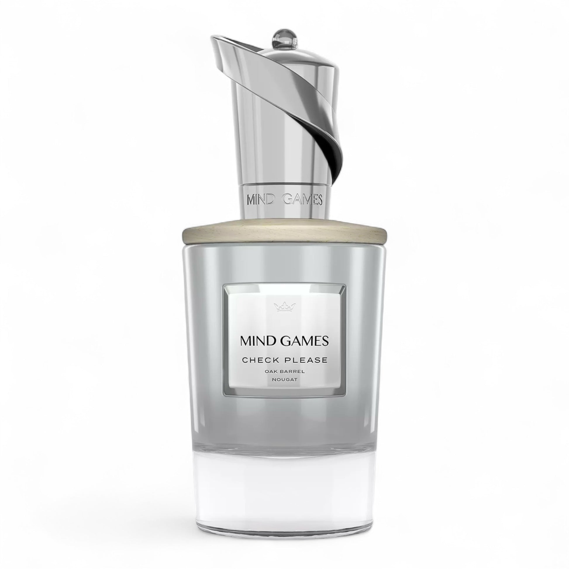 Mind Games Check Please fragrance sample – retail bottle shown for decanting into 1ml–10ml samples.