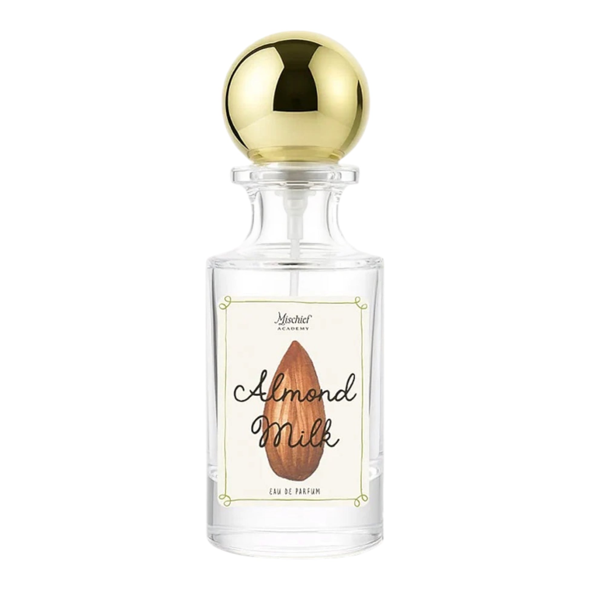 Mischief Academy Almond Milk perfume bottle on white background