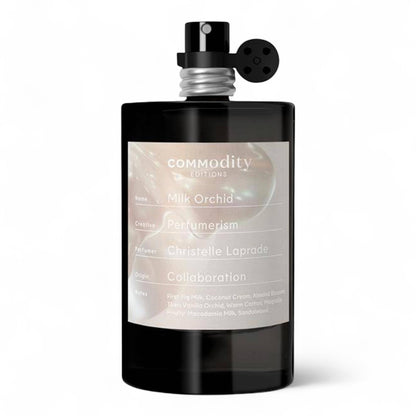 Commodity Milk Orchid fragrance sample – retail bottle shown for decanting into 1ml–10ml samples.