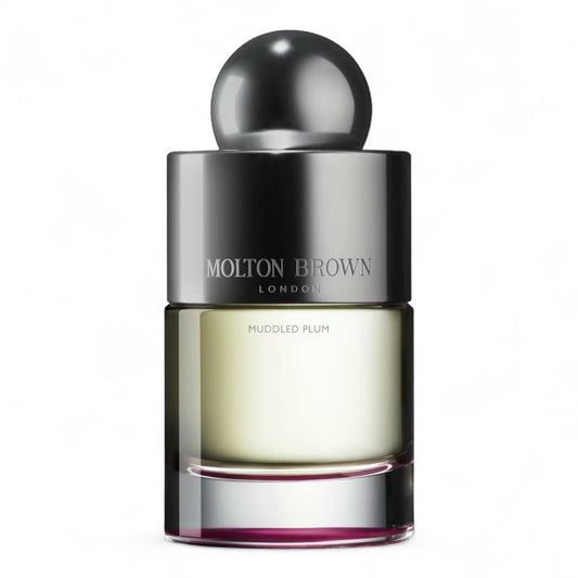 Molton Brown Muddled Plum fragrance sample – retail bottle shown for decanting into 1ml–10ml samples.