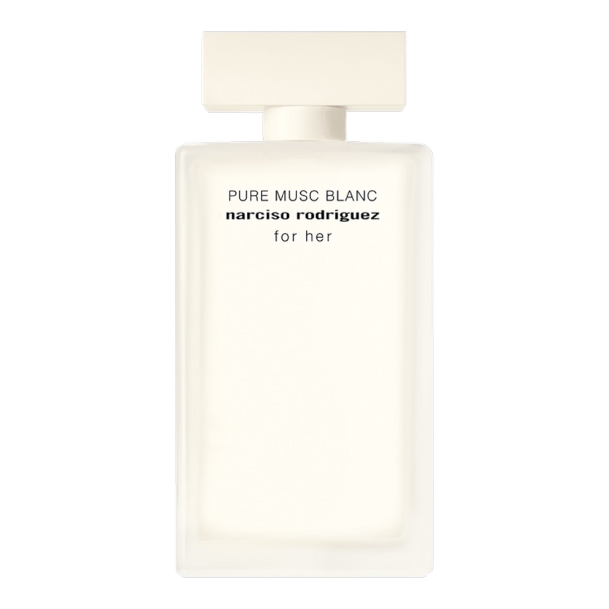 Narciso Rodriguez For Her Pure Musc Blanc perfume bottle on white background