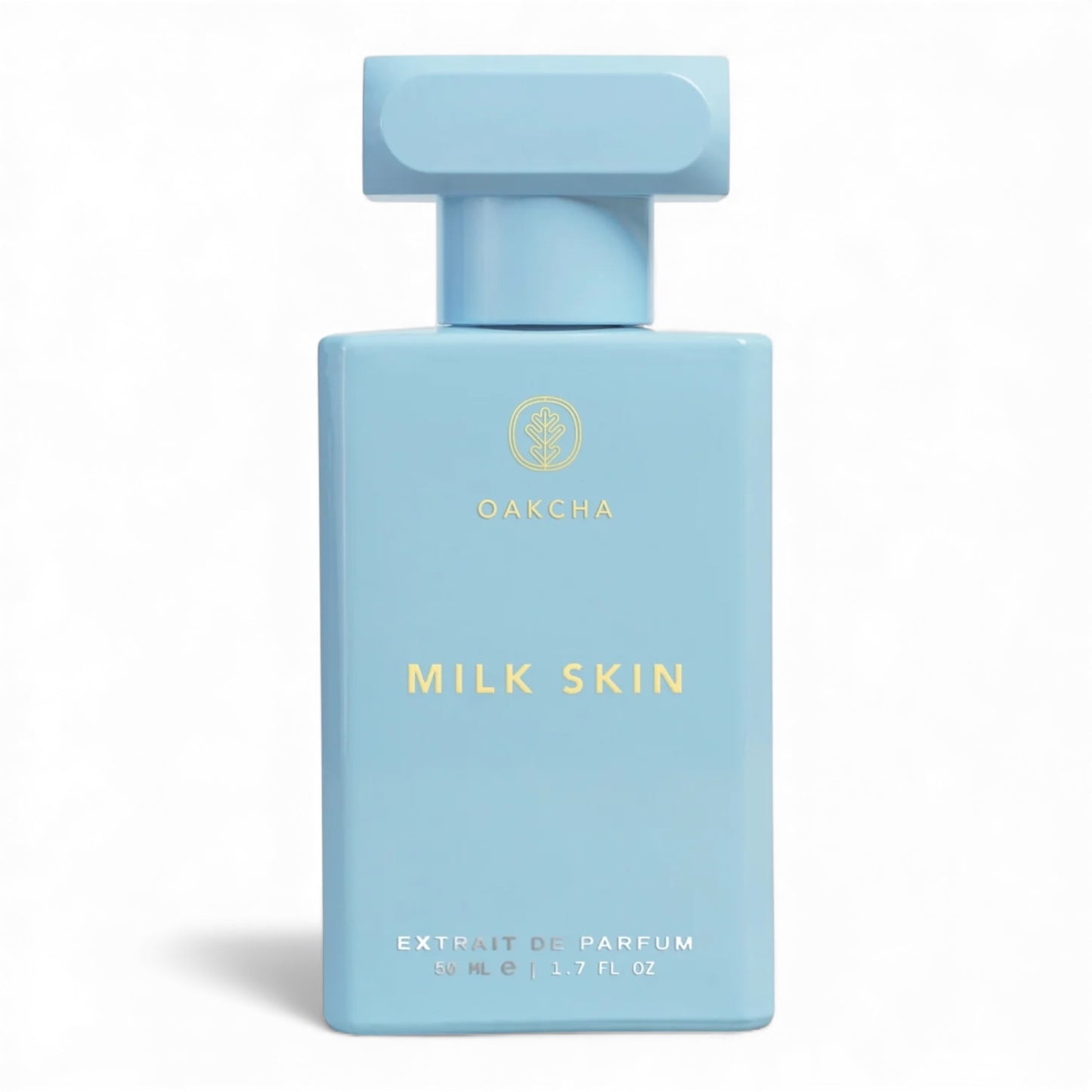 Oakcha Milk Skin fragrance sample, a soft milky gourmand scent with warm milk, almond and skin musk shown in retail bottle for decanting.