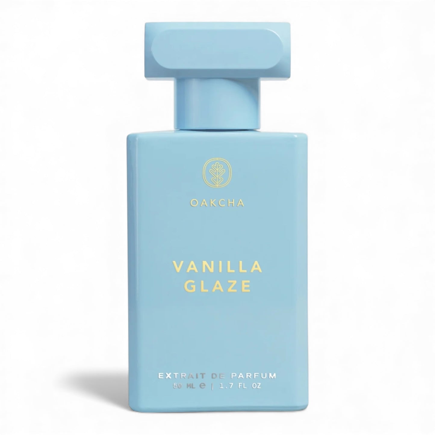 Oakcha Vanilla Glaze fragrance sample, a creamy vanilla gourmand scent with milk, spun sugar and caramel shown in retail bottle for decanting.