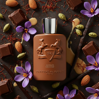 Parfums de Marly Althaïr Exclusif styled with Bourbon vanilla, saffron, amaretto and praline
