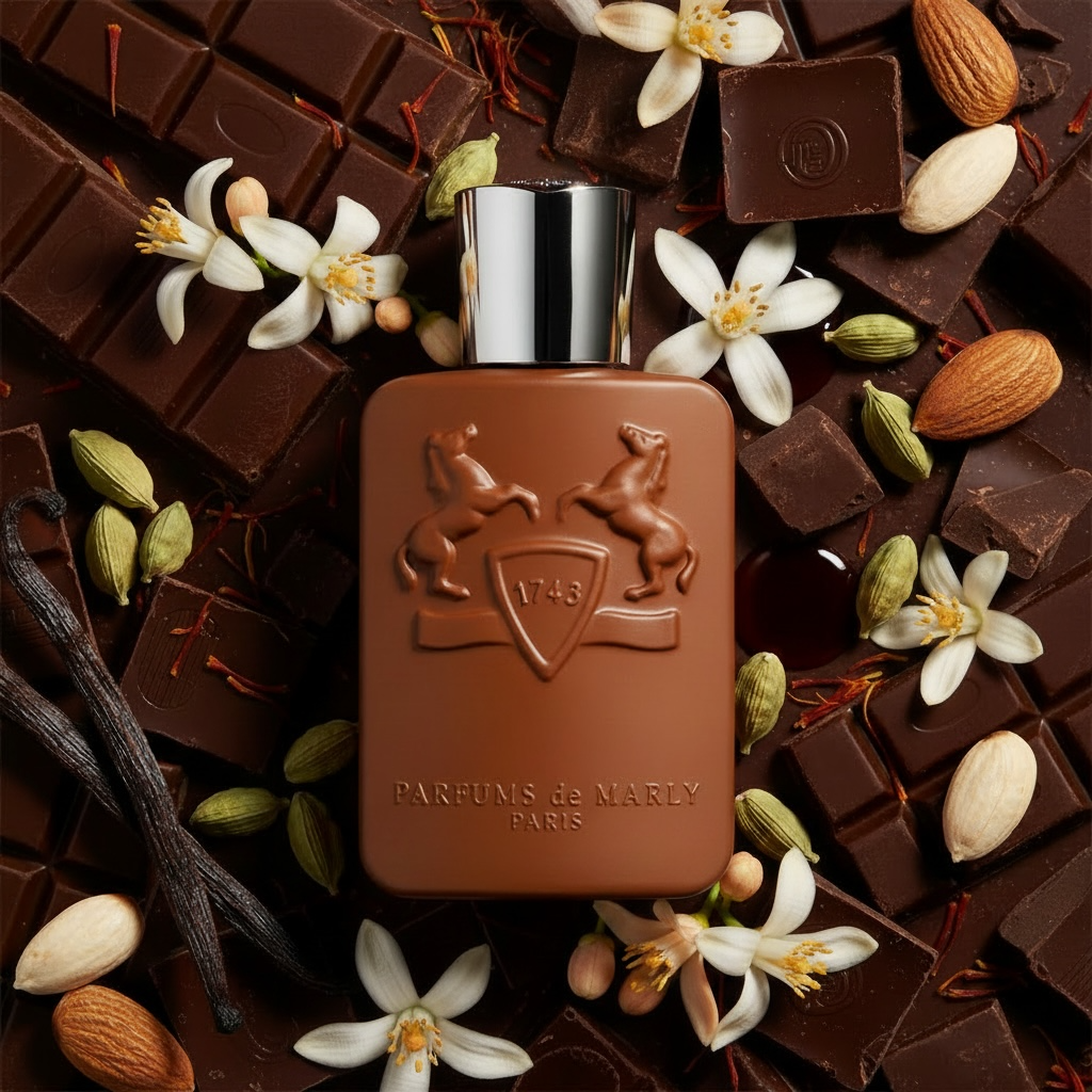 Parfums de Marly Althaïr styled with Bourbon vanilla, orange blossom, praline, cinnamon and warm woods