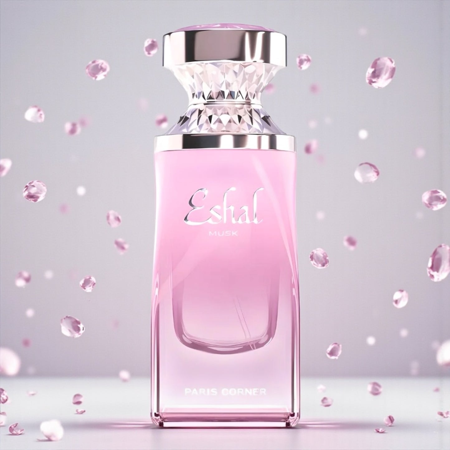 Paris Corner Eshal Musk perfume styled in a soft, elegant setting