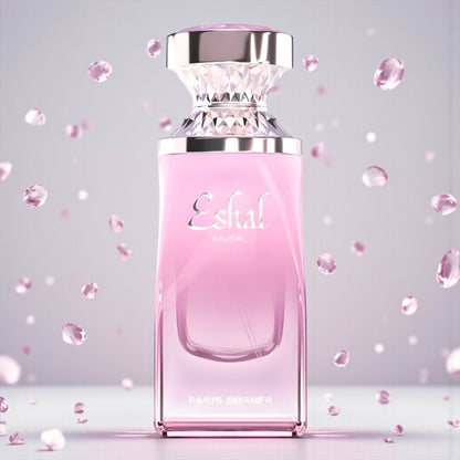 Paris Corner Eshal Musk perfume styled in a soft, elegant setting