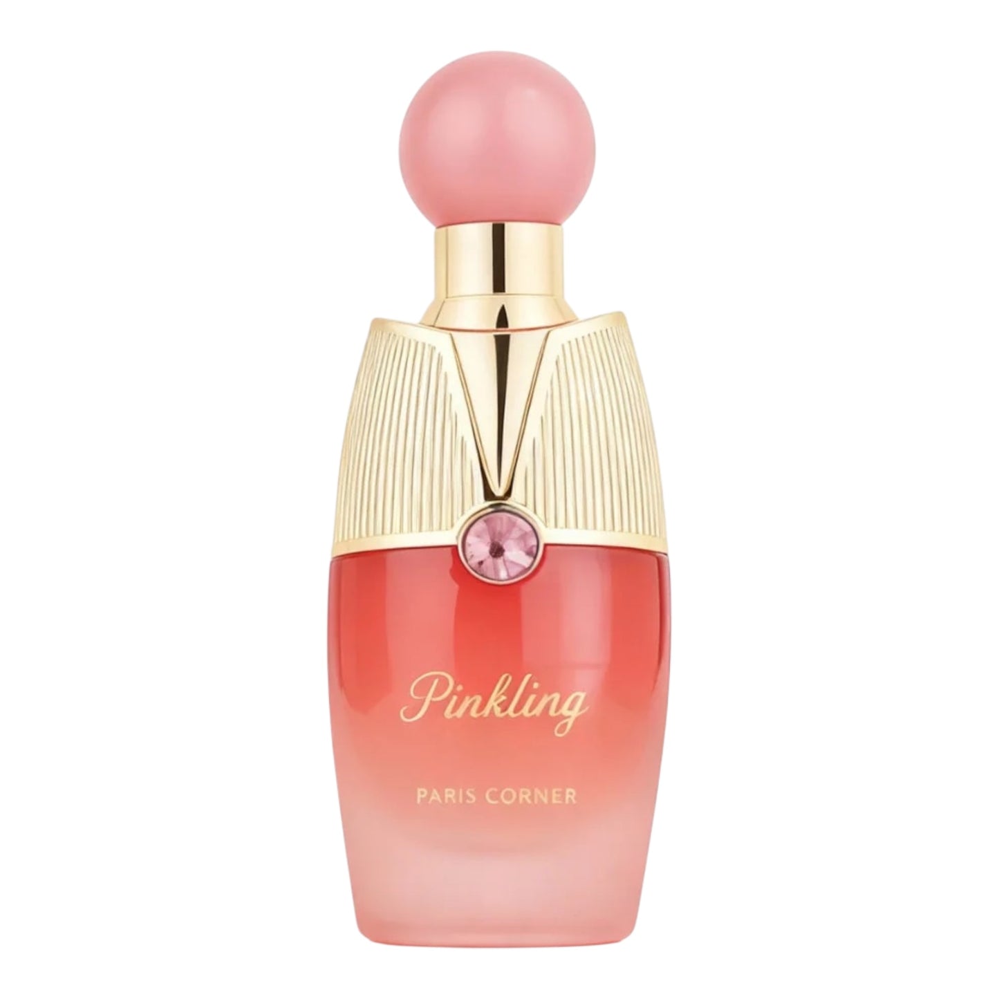 Paris Corner Pinkling perfume bottle on white background