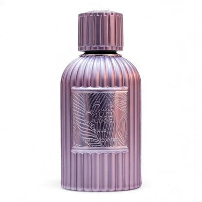 Paris Corner Qissa Gala fragrance sample, a creamy floral gourmand scent with gardenia, coconut and vanilla shown in retail bottle for decanting.