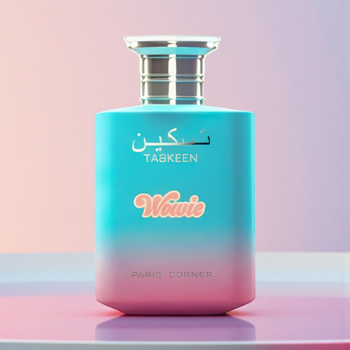 Paris Corner Taskeen Wowie perfume sample styled in a warm luxurious setting to highlight its rum, caramel and cinnamon notes.