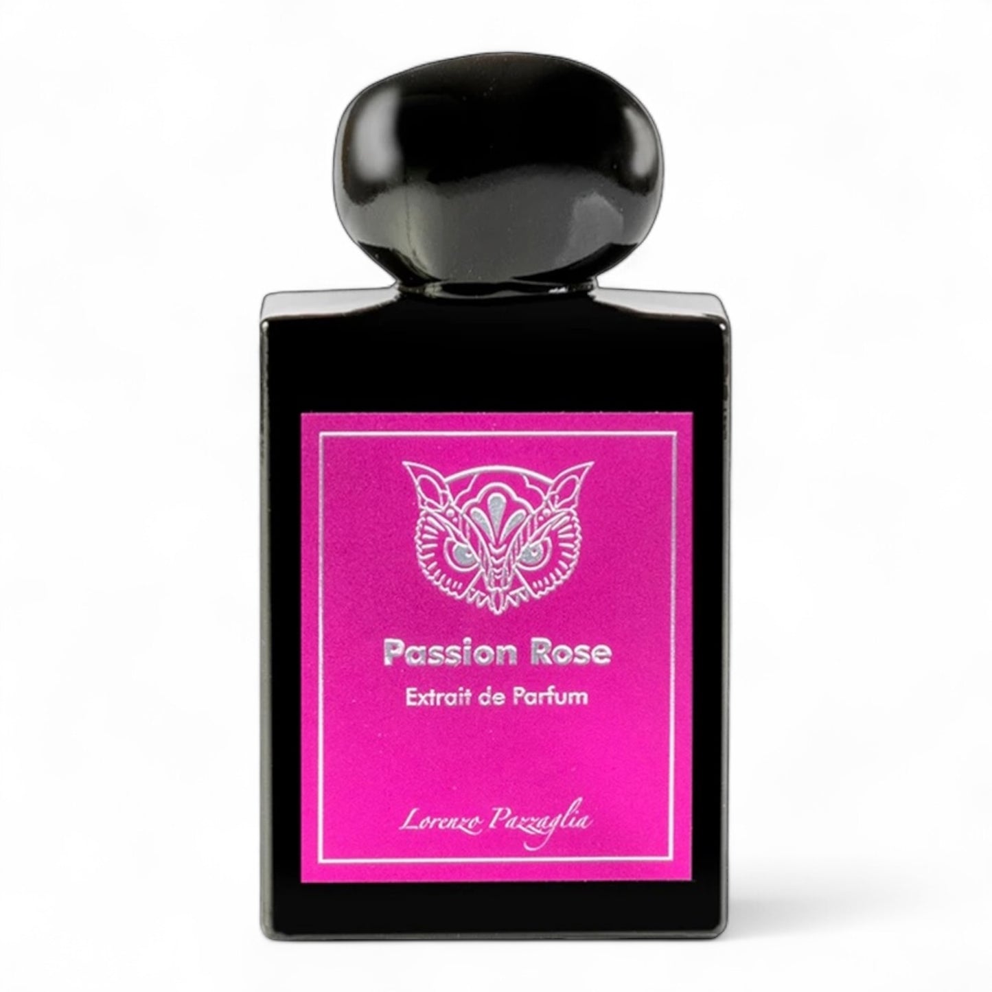 A decant of Lorenzo Pazzaglia Passion Rose, a bold floral fruity scent with passion fruit, oud, and leather, available in perfume samples.
