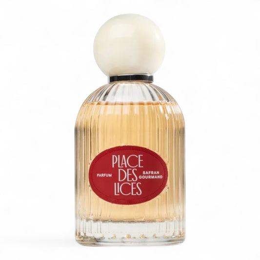 Place des Lices Safran Gourmand fragrance sample – retail bottle shown for decanting into 1ml–10ml samples.