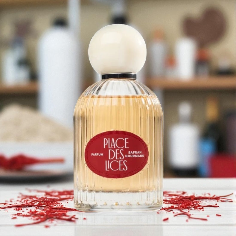 Place des Lices Safran Gourmand perfume sample – golden saffron and creamy milk in a sweet gourmand scent.