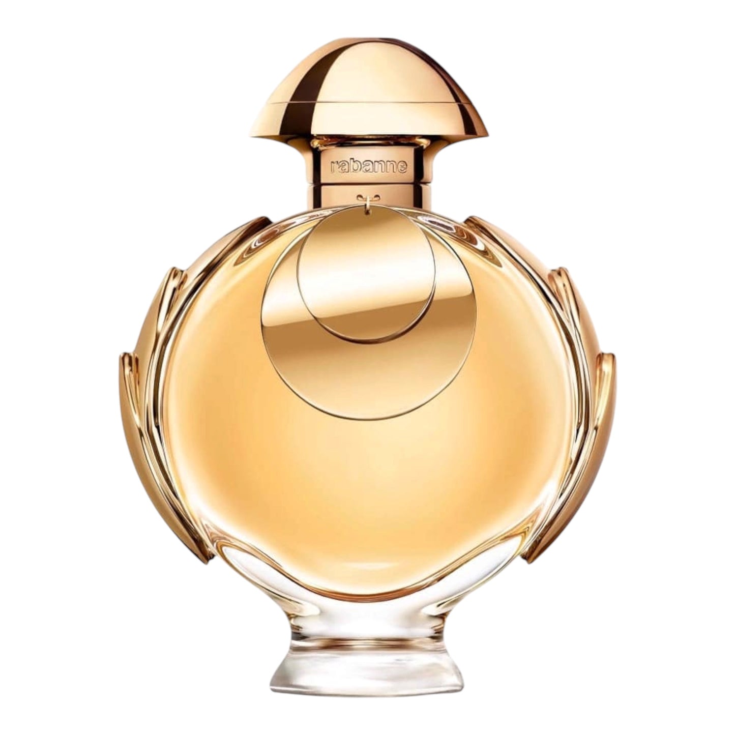 Rabanne Olympea Elixir perfume bottle on white background