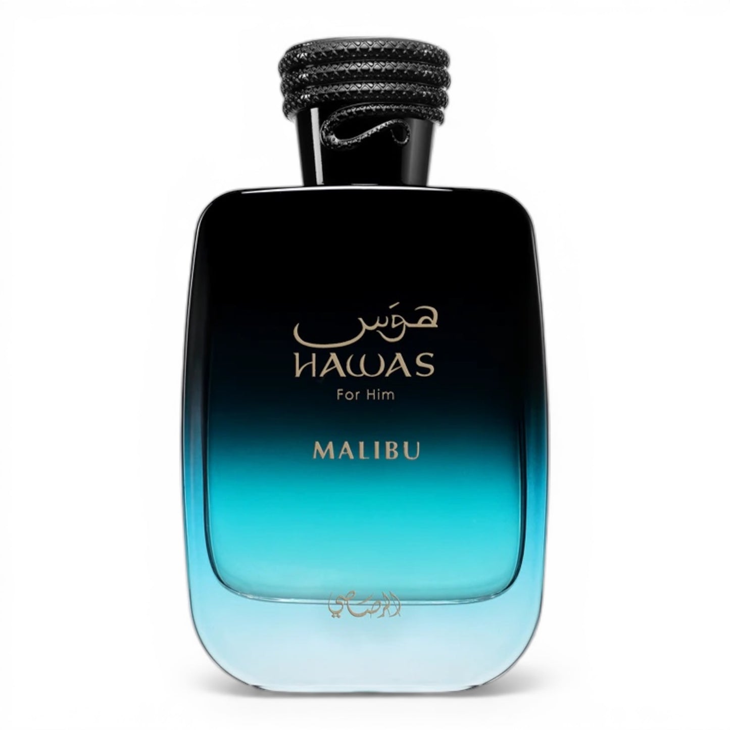 Rasasi Hawas Malibu perfume bottle on white background