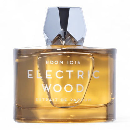 Room 1015 Electric Wood Extrait fragrance sample – retail bottle shown for decanting into 1ml–10ml samples.