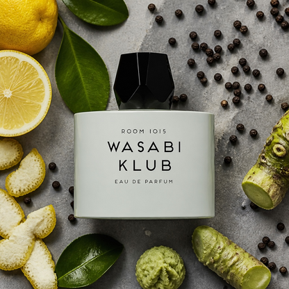 Room 1015 Wasabi Klub styled with fresh citrus, wasabi, black pepper and urban concrete textures