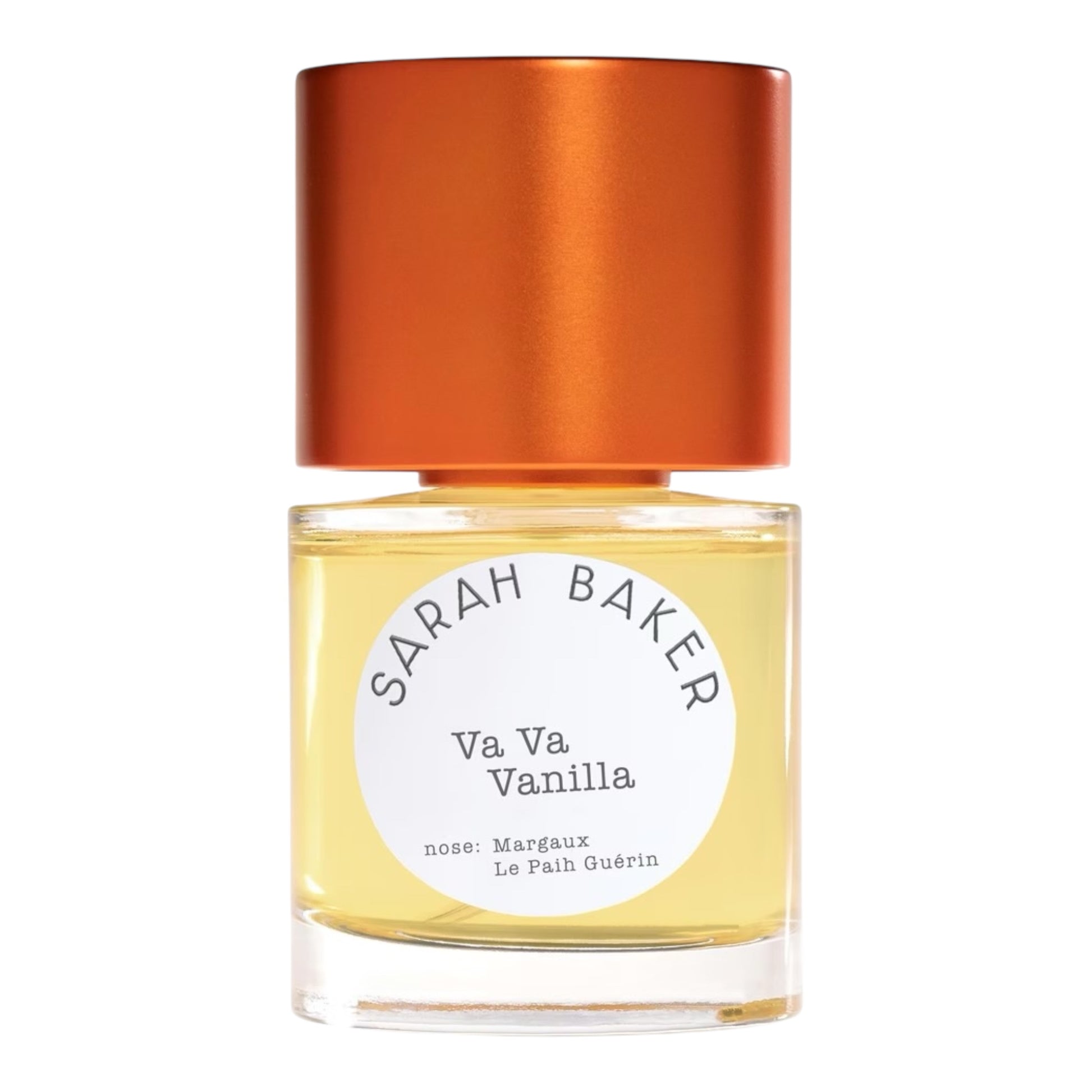 Sarah Baker Va Va Vanilla perfume bottle on white background