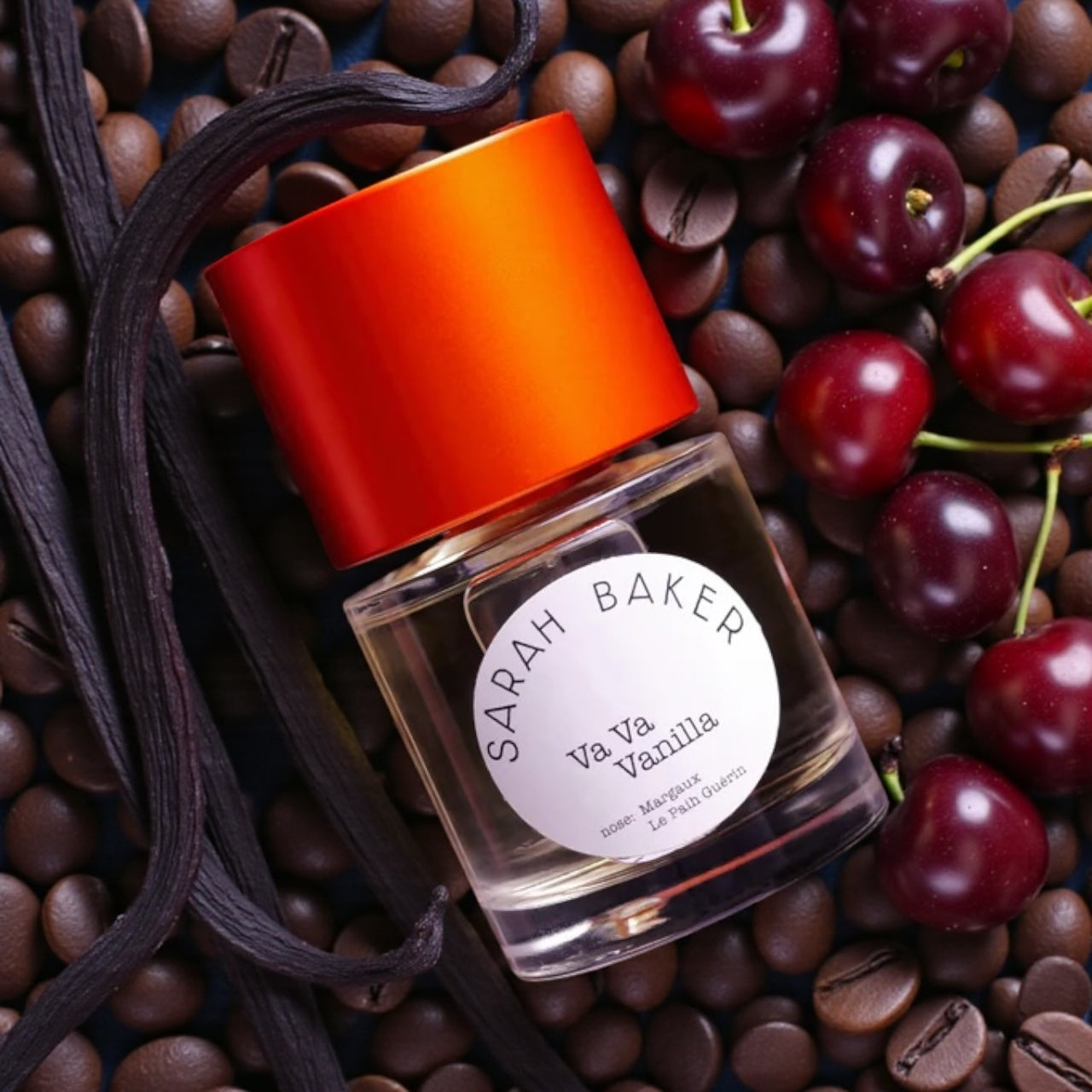 Sarah Baker Va Va Vanilla perfume styled in a dark, speakeasy-inspired setting