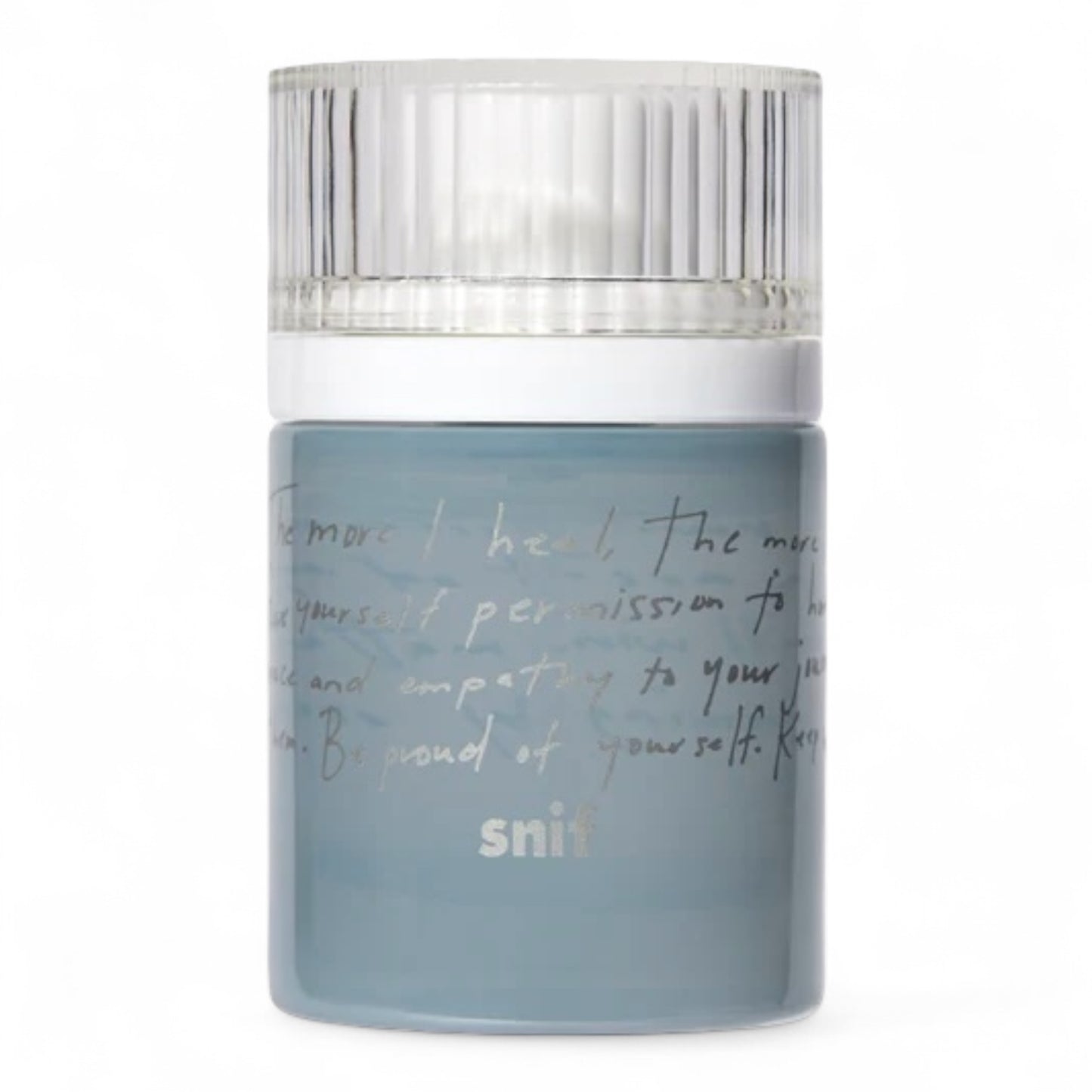 Snif Heal The Way fragrance sample – soft pistachio, palo santo, and vanilla musk, shown with full 30ml bottle