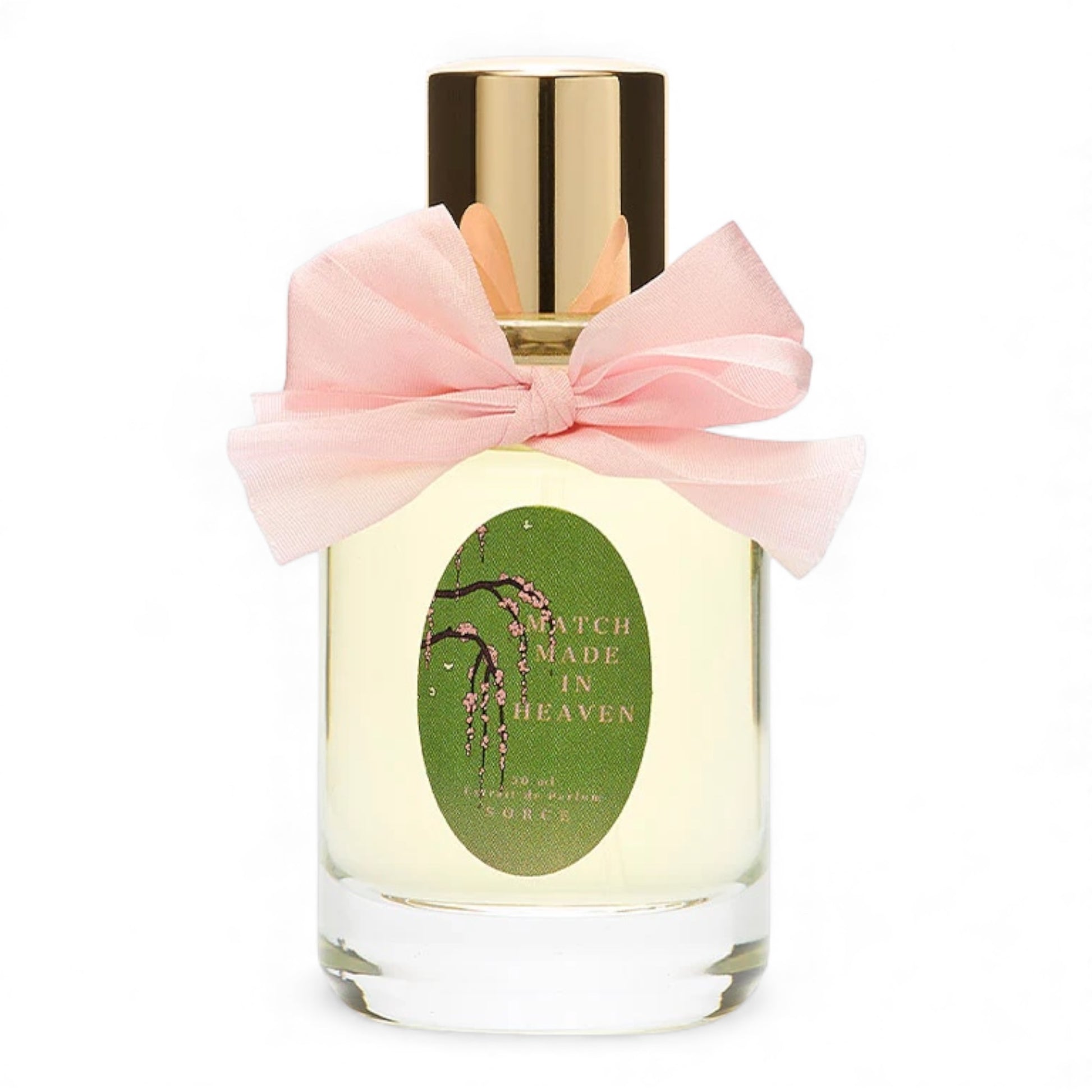 Sorce Match Made in Heaven fragrance sample – creamy gourmand scent with matcha, cherry blossom and vanilla soft serve shown in retail bottle for decanting.