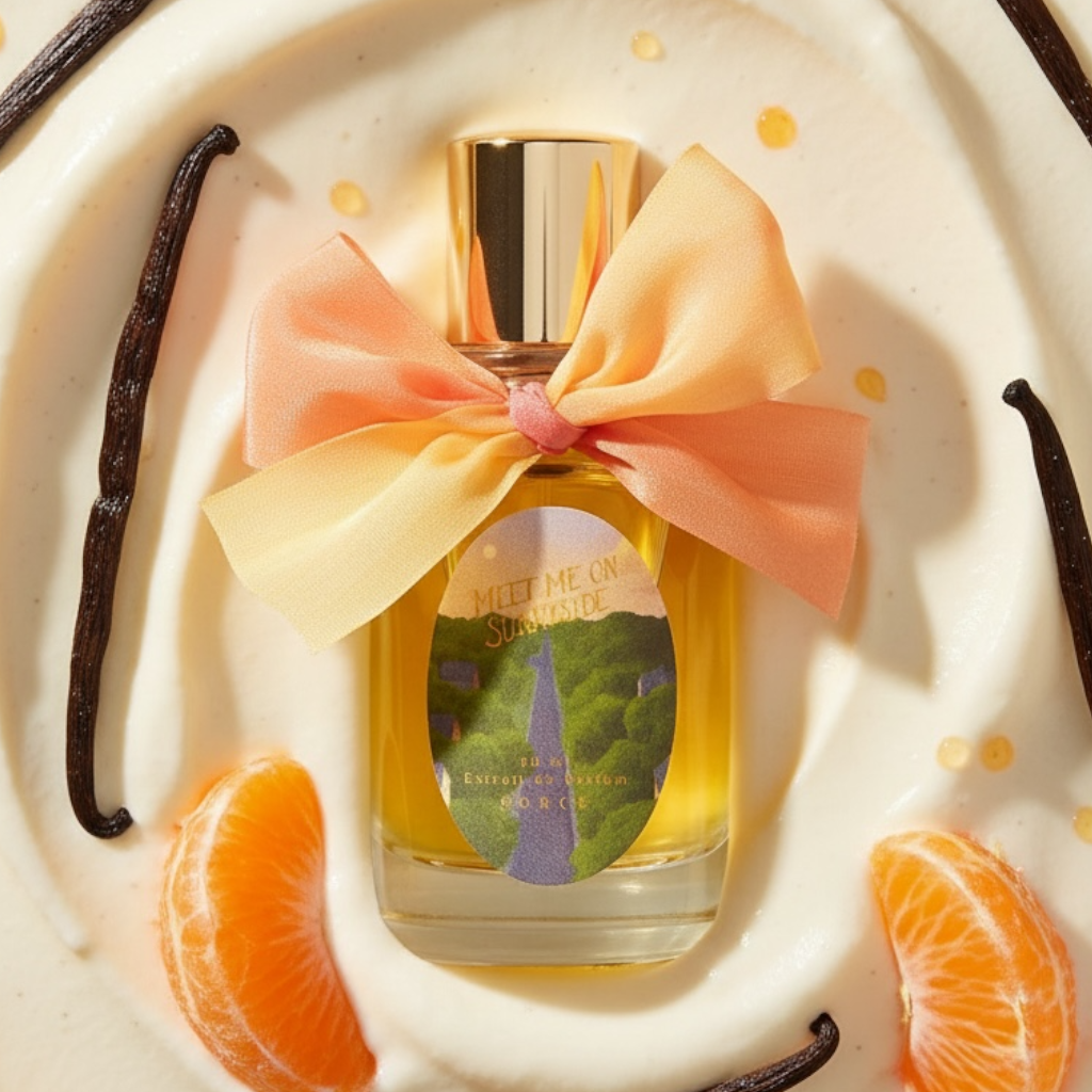 Sorce Meet Me on the Sunnyside perfume styled in a bright, summery setting
