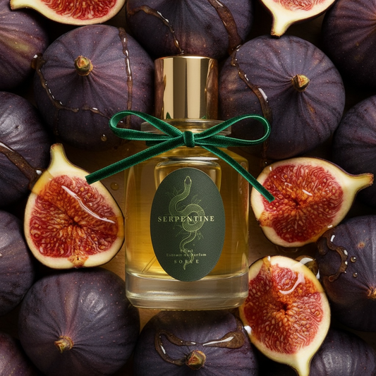 Sorce Serpentine styled with ripe figs, cedar wood, honey and green fig leaves
