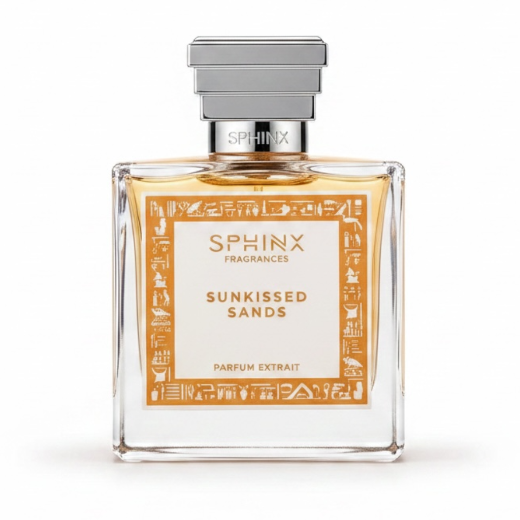 Sphinx Sunkissed Sands perfume bottle on white background