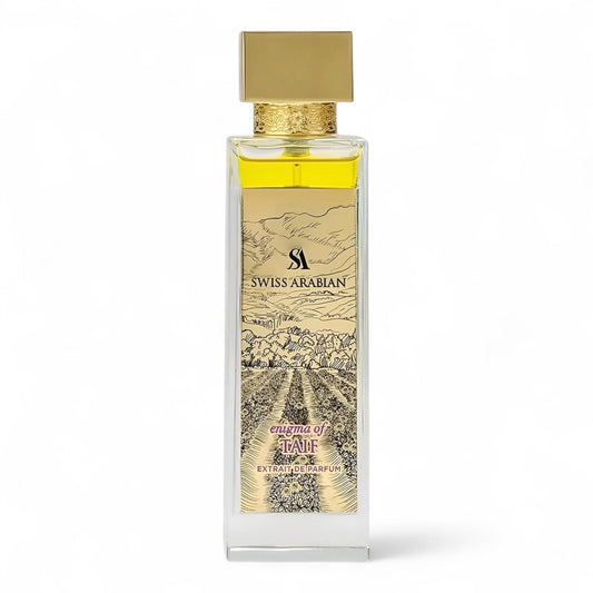 Swiss Arabian Enigma of Taif fragrance sample – retail bottle shown for decanting into 1ml–10ml samples.