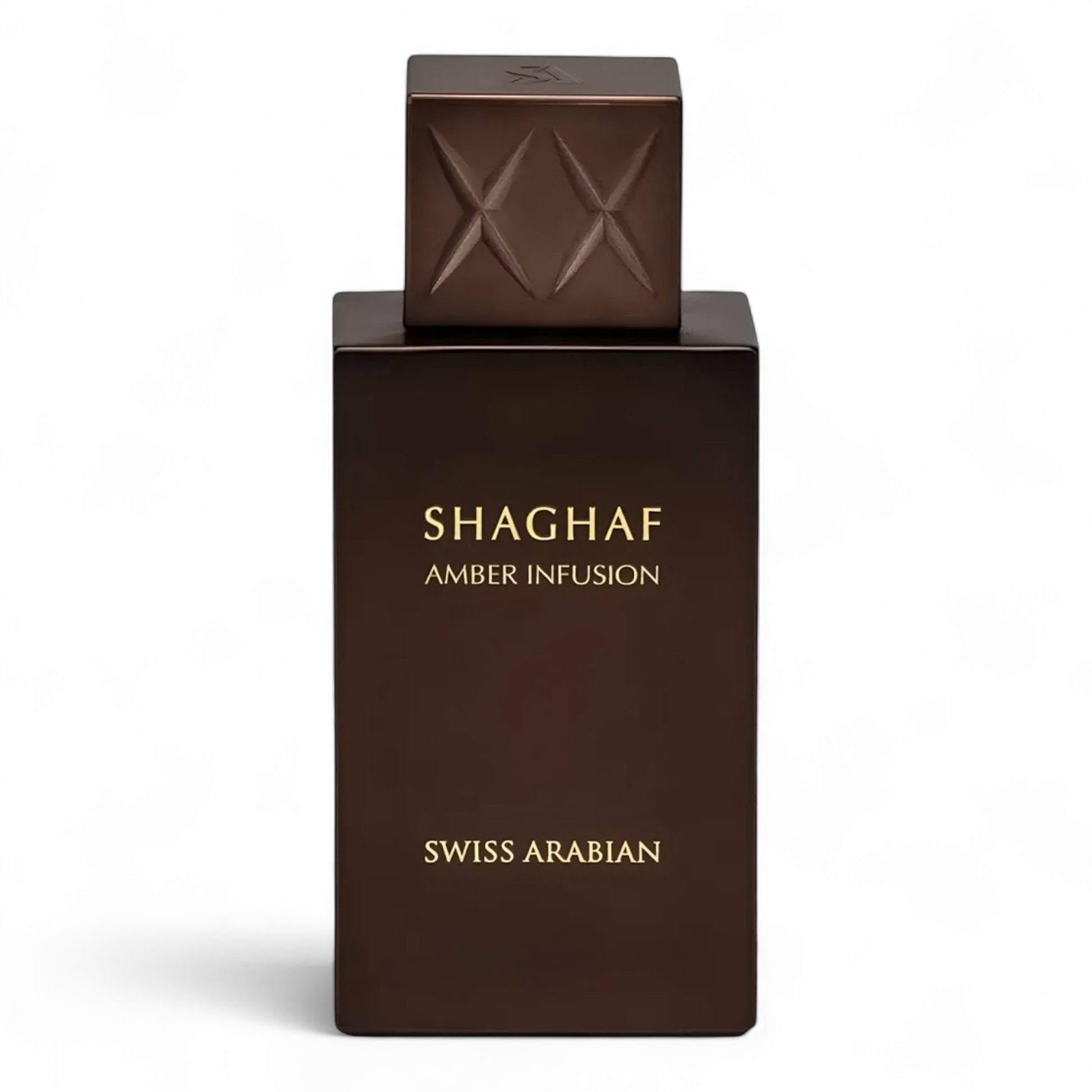 Swiss Arabian Shaghaf Amber Infusion fragrance sample – retail bottle shown for decanting into 1ml–10ml samples.