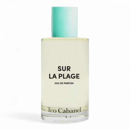 Teo Cabanel Sur La Plage fragrance sample – a salty floral scent with coconut water and tonka cream, pictured full 100ml bottle.