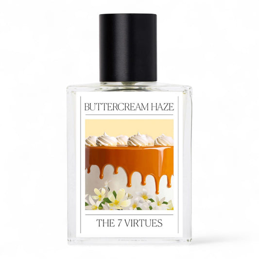 The 7 Virtues Buttercream Haze fragrance sample – retail bottle shown for decanting into 1ml–10ml samples.