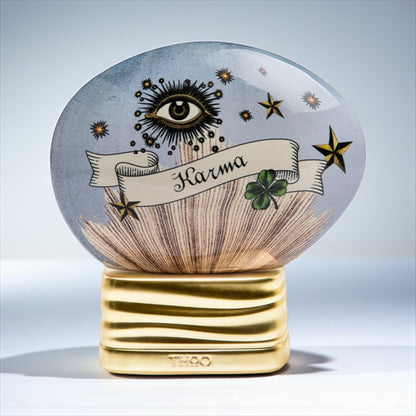 The House of Oud Dear Karma perfume sample – smoky absinthe, sugar brûlé, and leather notes in a dark, mysterious setting.