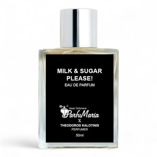 Theodoros Kalotinis Milk & Sugar Please! fragrance sample – retail bottle shown for decanting into 1ml–10ml samples.
