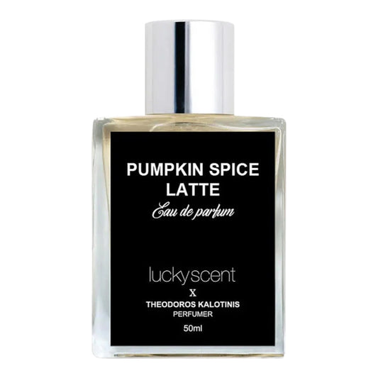 Theodoros Kalotinis Pumpkin Spice Latte perfume bottle on white background