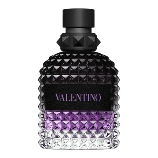 Valentino Uomo Born In Roma Purple Melancholia perfume bottle on white background