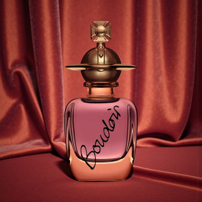 ivienne Westwood Boudoir perfume sample styled with soft powdery florals and warm light to reflect its sensual chypre character.