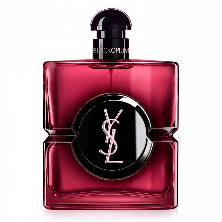 Yves Saint Laurent Black Opium Pink Glaze perfume bottle on white background